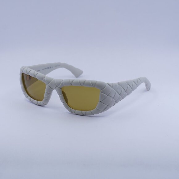 Bottega Veneta BV1303S 006 Sunglasses Chalk White Square Frame, Brown Lenses